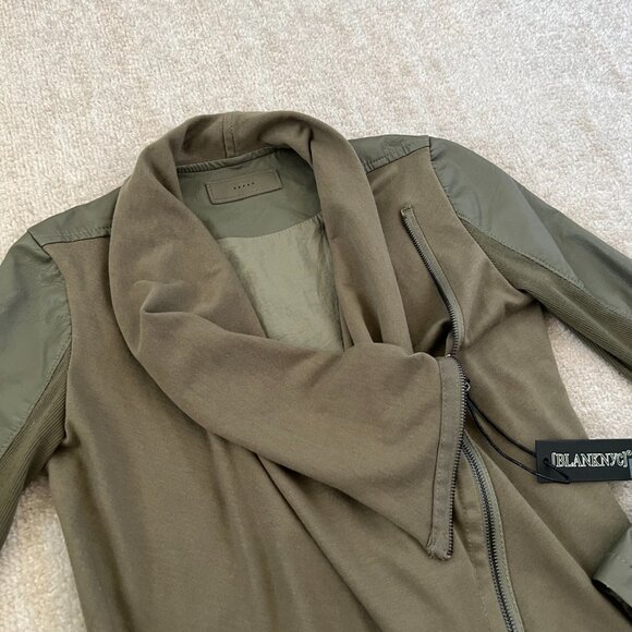 NWT Blank NYC Faux Leather Asymmetrical Zip Moto Jacket S Green - Picture 3 of 10